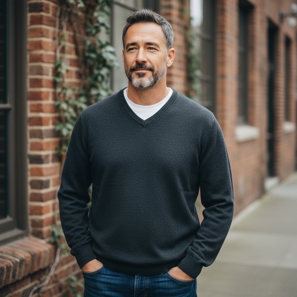 Reserve by Patrick James 100% Cashmere Mens Charcoal Gray Sweater Pull over - Picture 1 of 8